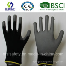 13G Black Polyester with Gary PU Coating Safety Gloves (SL-PU206(13G))